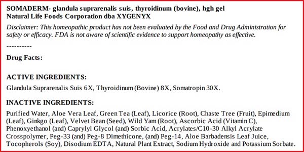 Active and inactive ingredients of Somaderm gel